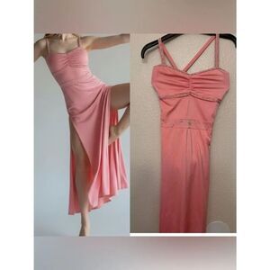 Kelle solo dance costume pink custom maxi slip dress leotard IN MY MIND 8428 LC